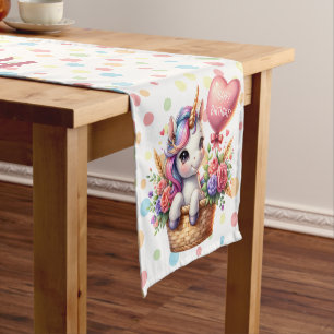 Chemin De Table Court Joyeux Anniversaire Polka Dot Cute Unicorn
