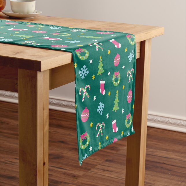 Chemin De Table Court Joyeux motif de Noël (In Situ)