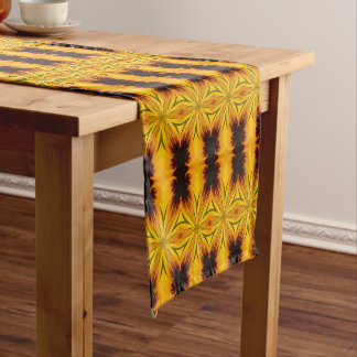 Chemin De Table Court Kaleidoscope Abstrait Jaune Et Brown