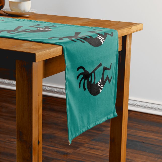 Chemin De Table Court Kokopelli Sud-Ouest Turquoise Et Noir (Créateur téléchargé)