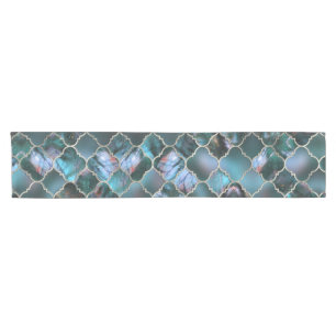 Chemin De Table Court Labradorite marocaine de motif de Quatrefoil