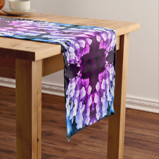 Chemin De Table Court Lacecap Hydrangea Noir Blanc teint Abstrait