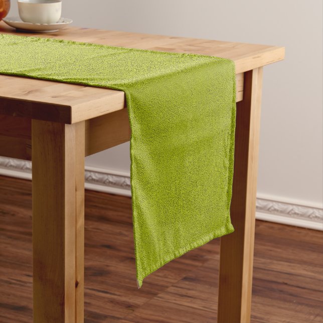 Chemin De Table Court L'air de Snuggly Chartreuse Green Suede (In Situ)