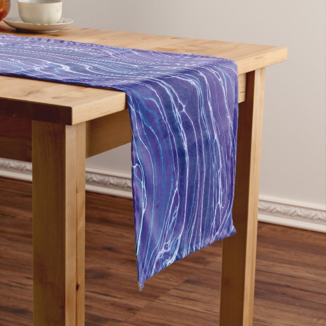 Chemin De Table Court Lavender Blue Abstract Waves Pattern (In Situ)