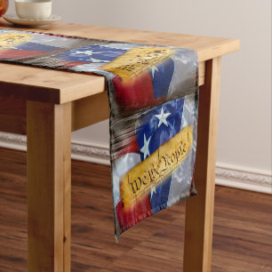 Chemin De Table Court Le Drapeau Américain Du Peuple