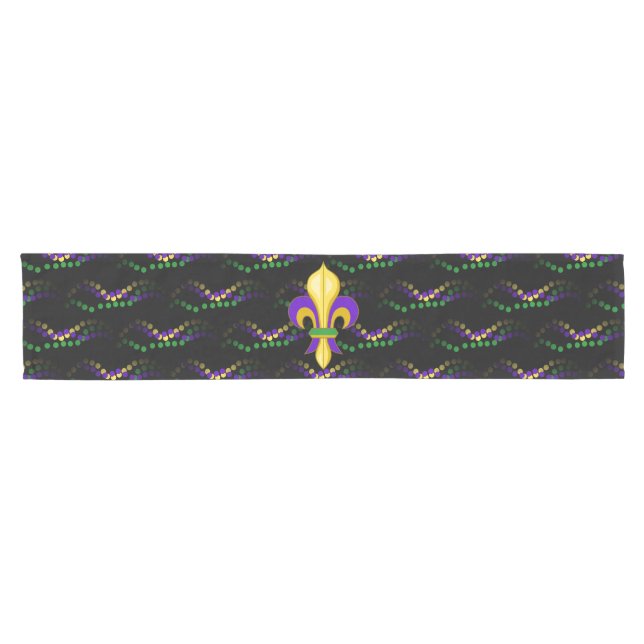 Chemin De Table Court Le mardi gras de Fleur de Lis perle le coureur (Horizontal)