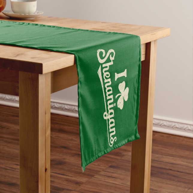 Chemin De Table Court Le Shamrock de Green Funny Irish Patty Saint Patri (In Situ)