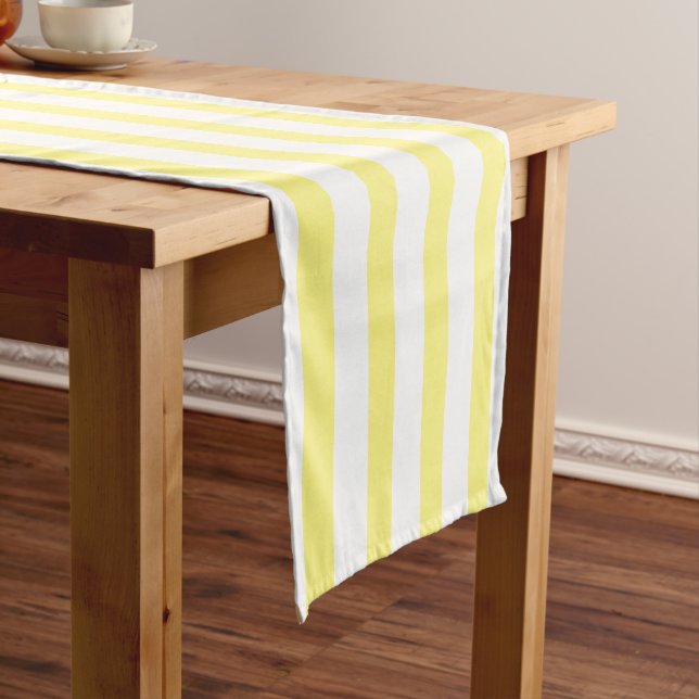Chemin De Table Court lemon yellow & white strips (In Situ)