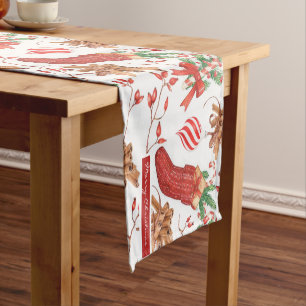 Chemin De Table Court Les senteurs de Noël Cinnamon et Motif de menthe 