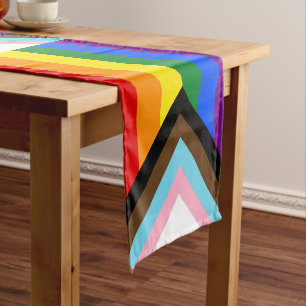 Chemin De Table Court LGBTQ & Pride - drapeau de progression arc-en-ciel