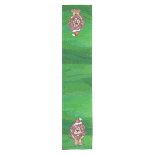 Chemin De Table Court Lion Christmas on Green (Devant)