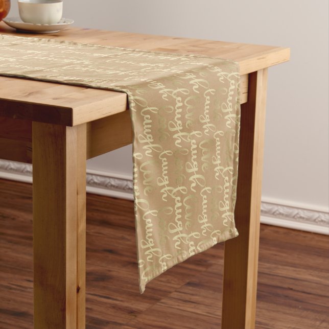 Chemin De Table Court Live Laugh Love Faux Gold Letting С appuccino Sho (In Situ)