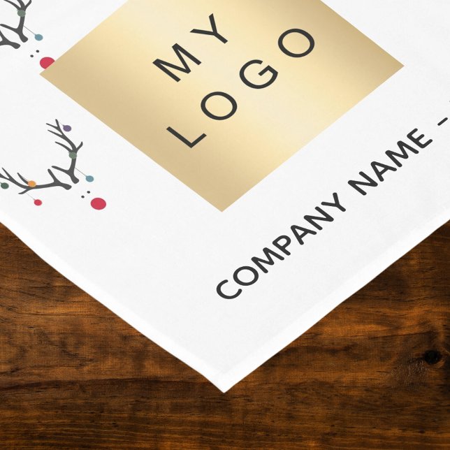 Chemin De Table Court Logo d'entreprise rouge blanc de rennes de Noël (Créateur téléchargé)