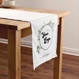 Chemin De Table Court Logo Floral Personnalisé Entreprise Entreprise & N