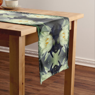 Chemin De Table Court Lotus Water Lily Flower Abstrait Art Motif
