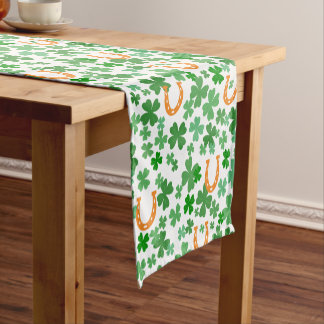 Chemin De Table Court Lucky Horseshoe Four Leaf Clover St Patrick's Day