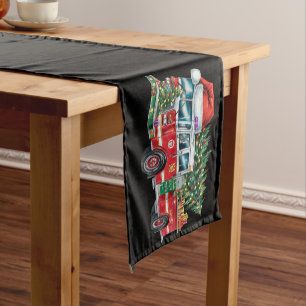 Chemin De Table Court Lumières de sapin de Noël au chapeau de Père Noël 