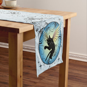 Chemin De Table Court Lune de chat cosmique et étoiles