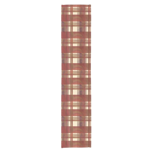 Chemin De Table Court Madras Plaid Fall Red (Devant)