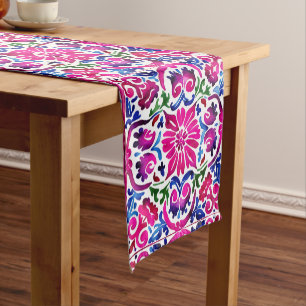 Chemin De Table Court Magenta rose bleu Majolica Espagnol Carreaux mexic