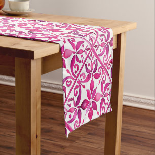 Chemin De Table Court Magenta rose chaud espagnol Talavera tuiles motif