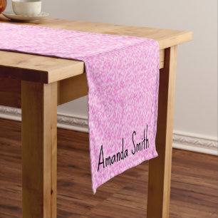 Chemin De Table Court Magnifique Motif rose et blanc nuageux