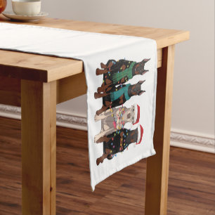 Chemin De Table Court Maman Chien Amoureuse De Doberman Noël Vacances