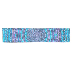 Chemin De Table Court Mandala bleu d'art de point et pourpre en pastel