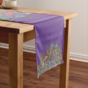Chemin De Table Court Mandala coloré classe Style Inde 1