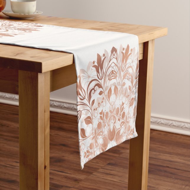 Chemin De Table Court Mandala floral blanc or rose (In Situ)