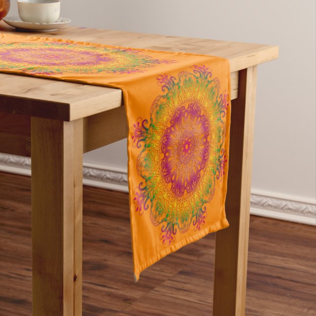 Chemin De Table Court Mandala. floral ethnique (In Situ)