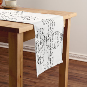 Chemin De Table Court Manuscrit de Fleur de Lis French