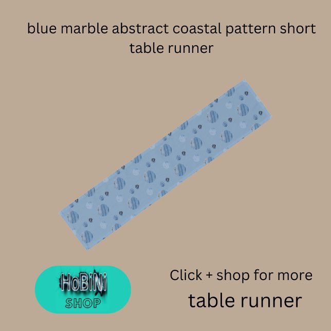Chemin De Table Court marbre bleu abstrait motif côtier (blue marble abstract coastal pattern short table runner)