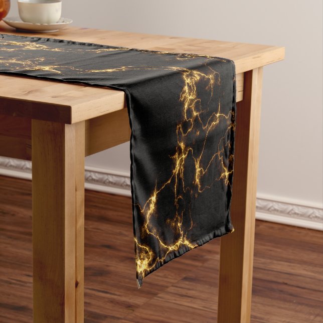 Chemin De Table Court Marbre élégant style3 - or noir (In Situ)