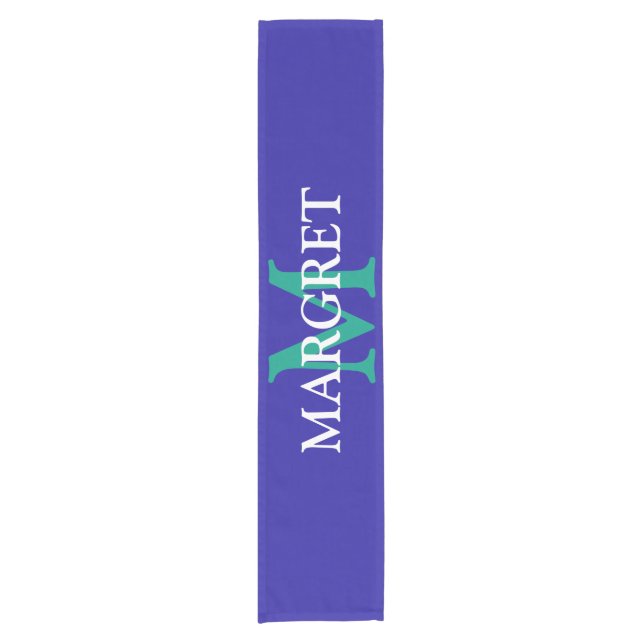 Chemin De Table Court Mardi Gras monogramme initial sur la graisse viole (Devant)