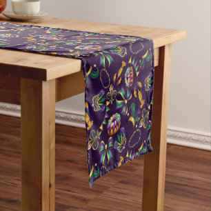 Chemin De Table Court Mardi Gras Motif violet