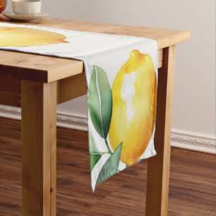 Chemin De Table Court Mariage moderne jaune citron floral écriture brida