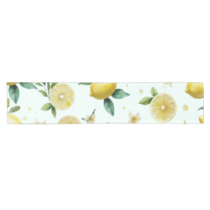 Chemin De Table Court Mariage moderne jaune citron floral écriture fête