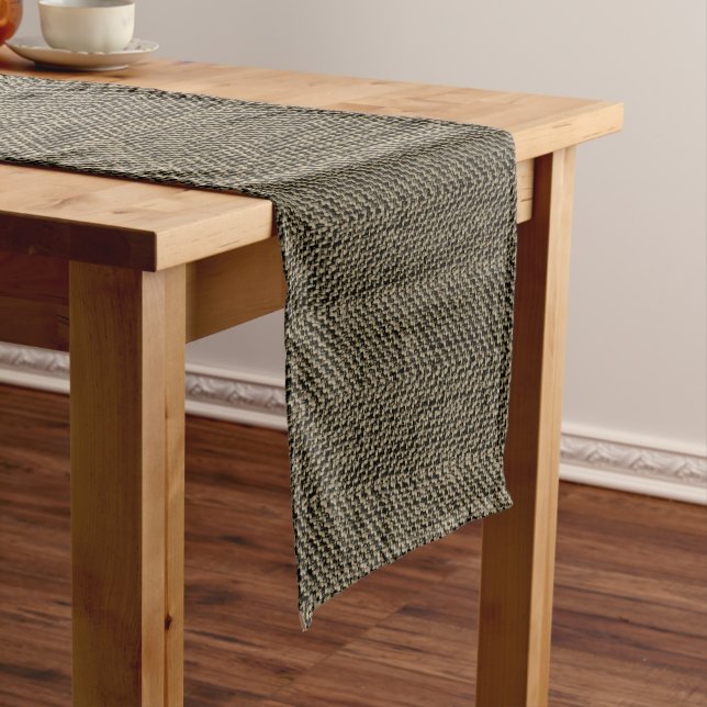 Chemin De Table Court Marron et noir tweed  (In Situ)