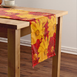 Chemin De Table Court Médaille des Marigolds rouge jaune et orange