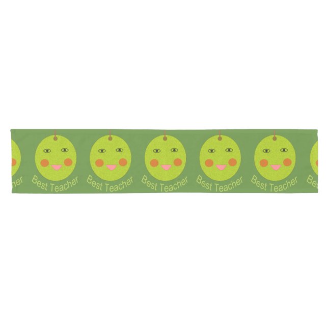 Chemin De Table Court Meilleur enseignant Joyeux Apple Table Runner (Horizontal)