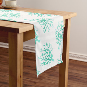 Chemin De Table Court Mer Côtière Vert Gradient Coraux & Blanc