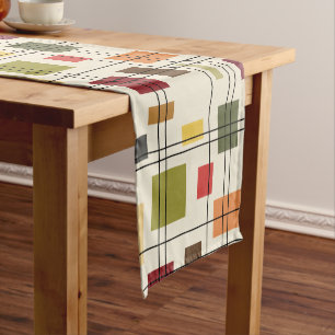 Chemin De Table Court Mi-siècle moderne géométrique 1
