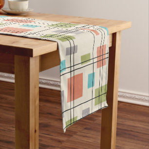 Chemin De Table Court Mi-siècle moderne géométrique 3