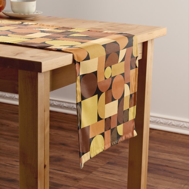 Chemin De Table Court Mi-siècle moderne géométrique Orange (In Situ)