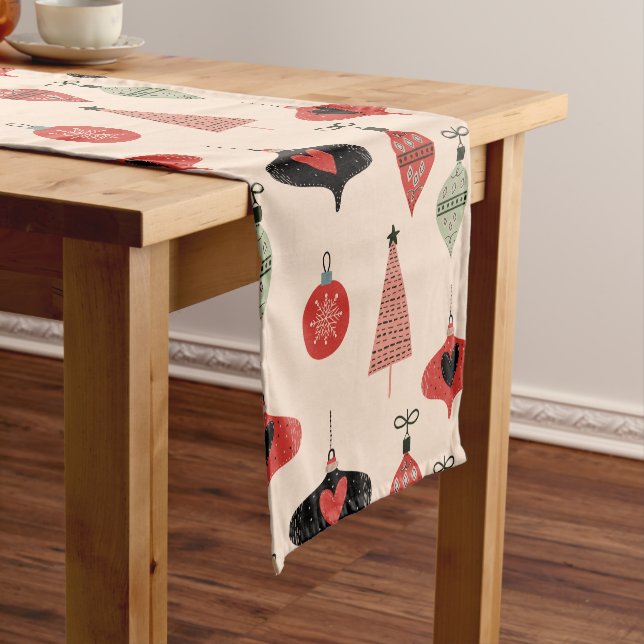 Chemin De Table Court Mid Century Modern Christmas Pattern  (In Situ)