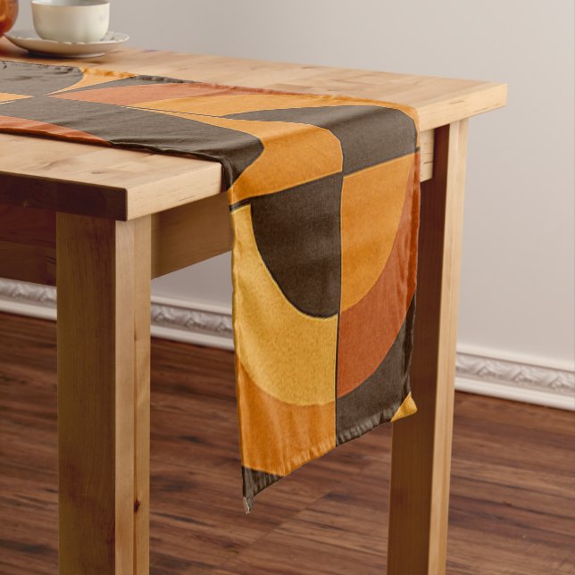 Chemin De Table Court Mid Century Modern Geometric Abstract Pattern (In Situ)