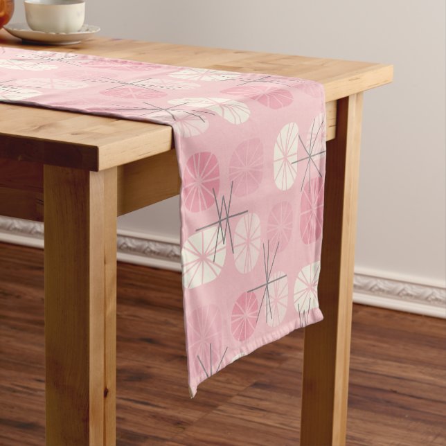 Chemin De Table Court Midcentury Pattern Oblongs Pink Vanilla (In Situ)