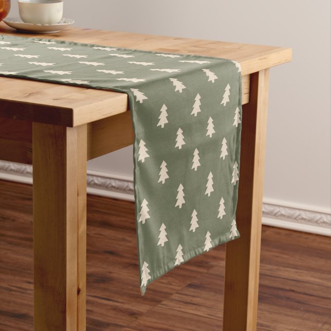 Chemin De Table Court Minimalist Pine Tree Neutral Boho Farmhouse Winter (In Situ)