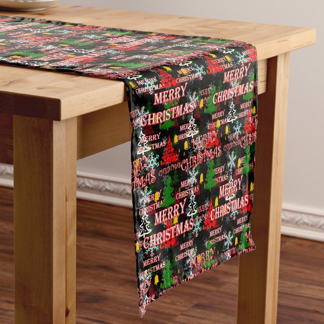 Chemin De Table Court Modèle de texte décoratif Joyeux Noël  (Créateur téléchargé)